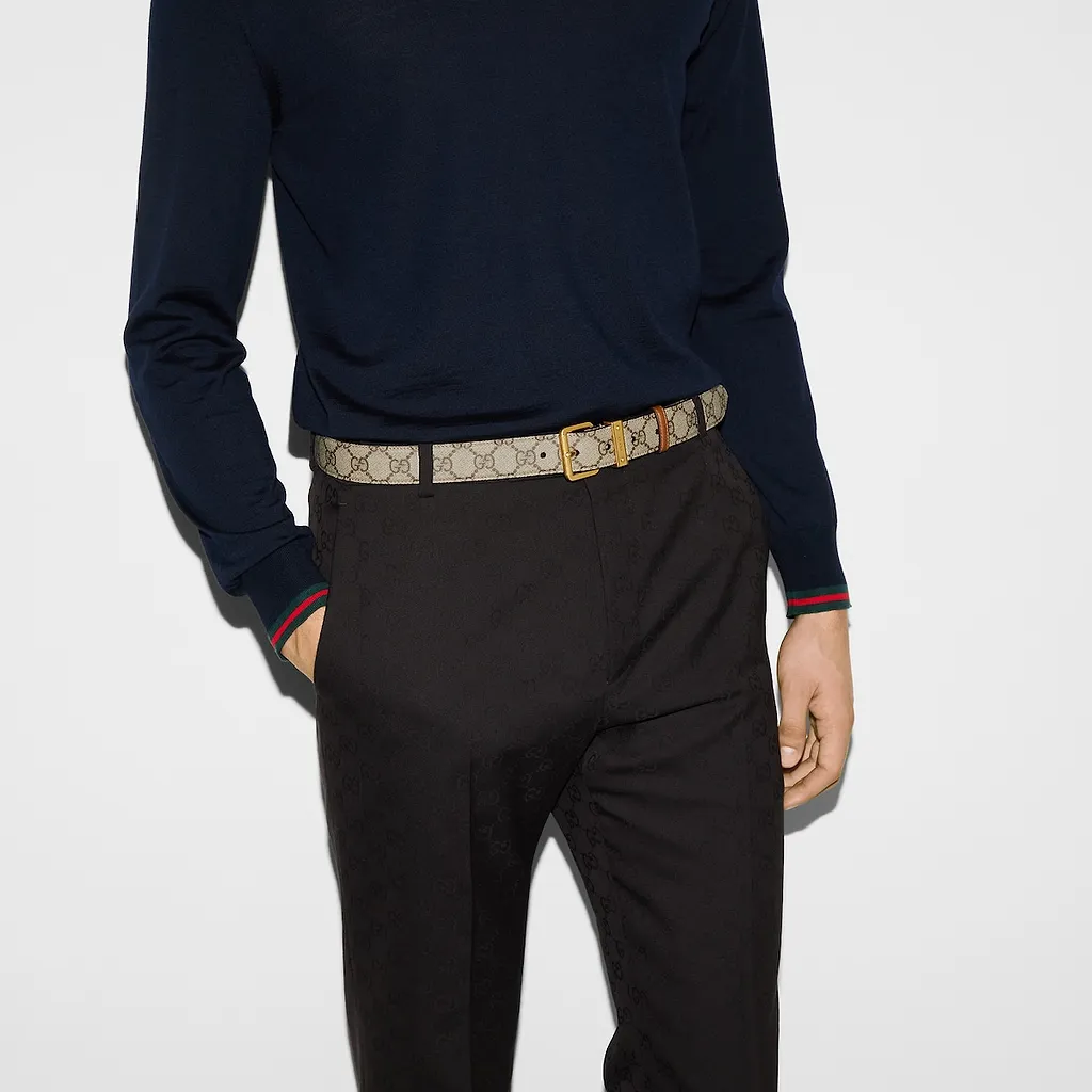 Gg Emblem Belt With Square Buckle