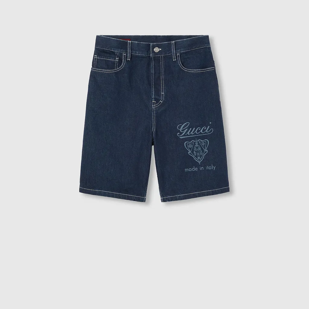 Lasered Denim Shorts