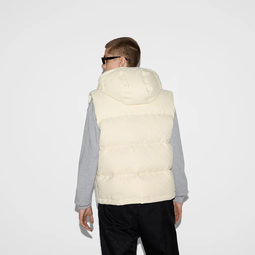 Gg Cotton Blend Canvas Puffer Vest