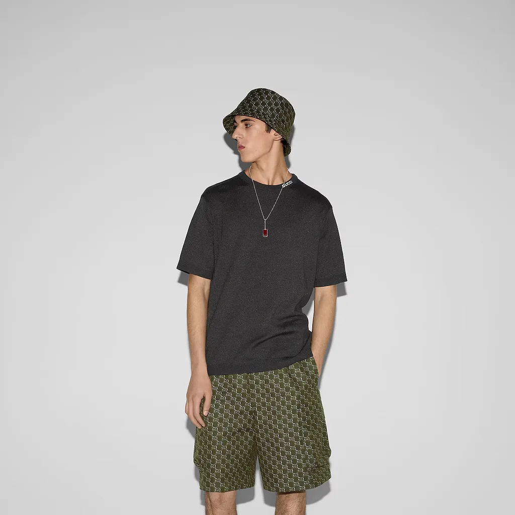 Silk Cotton T-Shirt With Intarsia