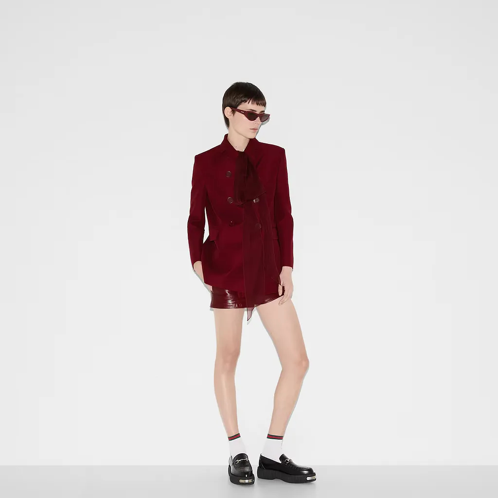 Wool Silk Cady Jacket With Martingale