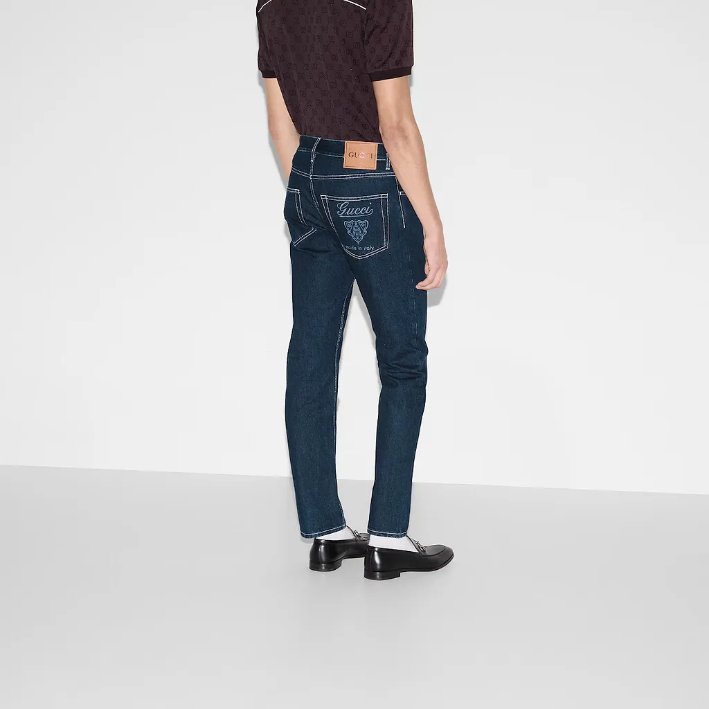 Lasered Tapered Denim Pant