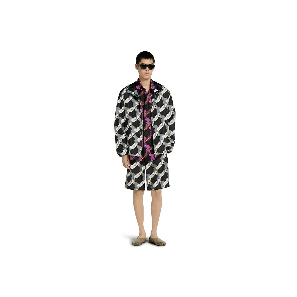 Printed Technical Poplin Zip Jacket