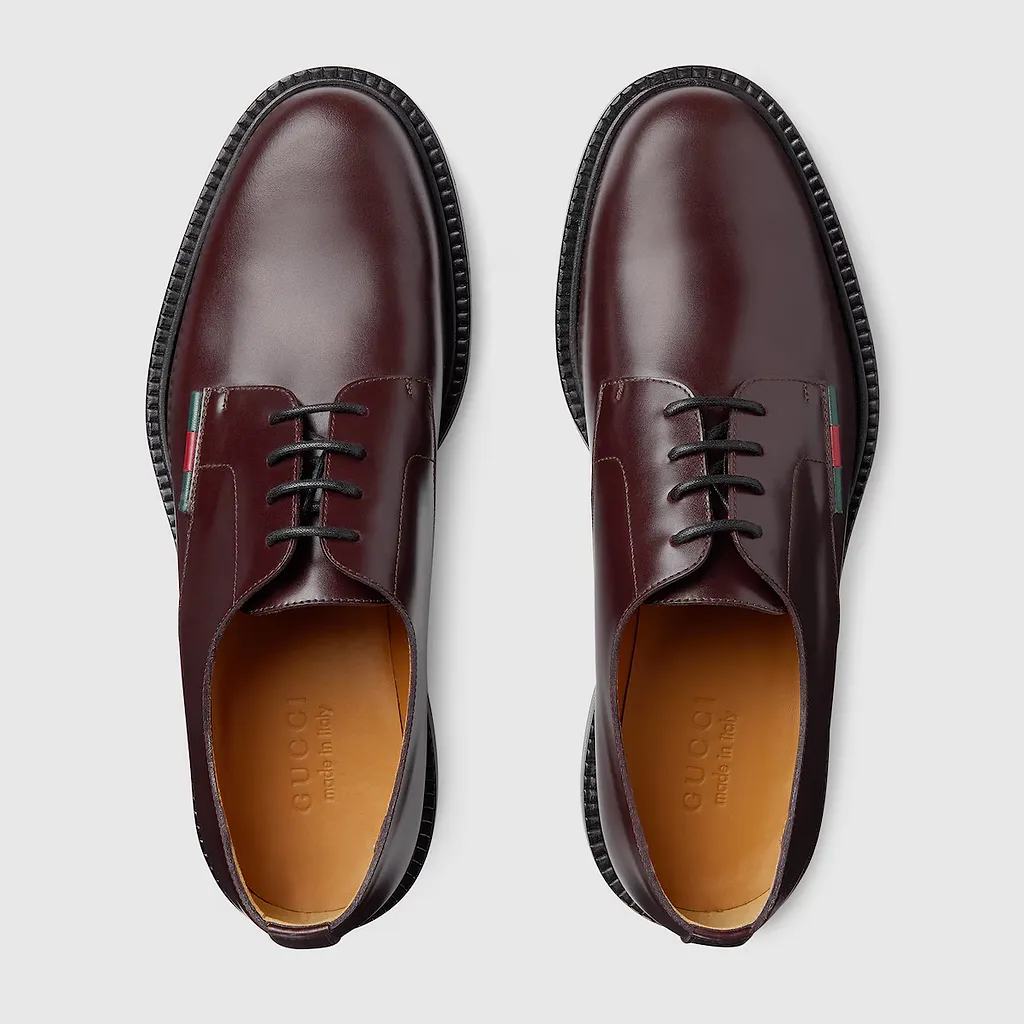 Lace-Up Shoe With Leather Web