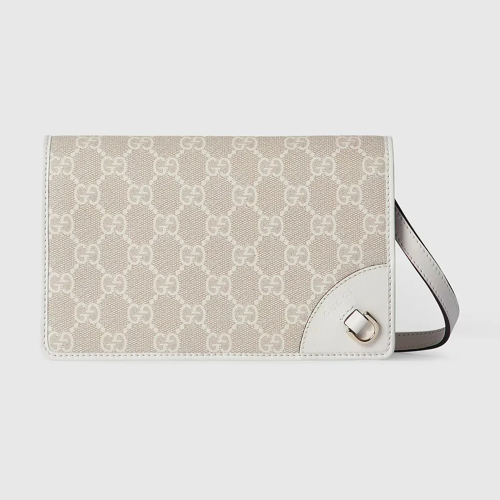 Gg Emblem Wallet With Leather Strap