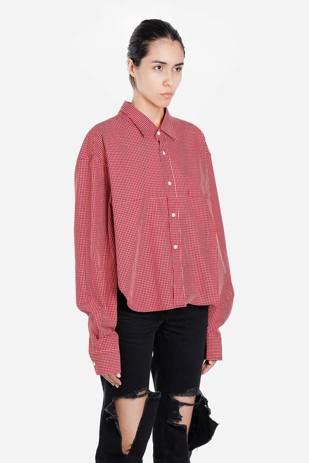 Cut-up Checked Shirt