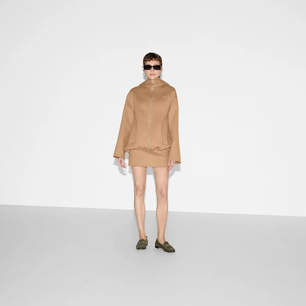 Embroidered Wool And Silk Hooded Jacket