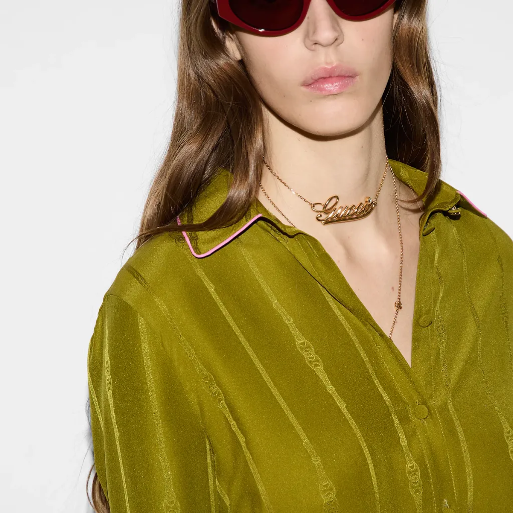 Chain And Belt Silk Jacquard Shirt