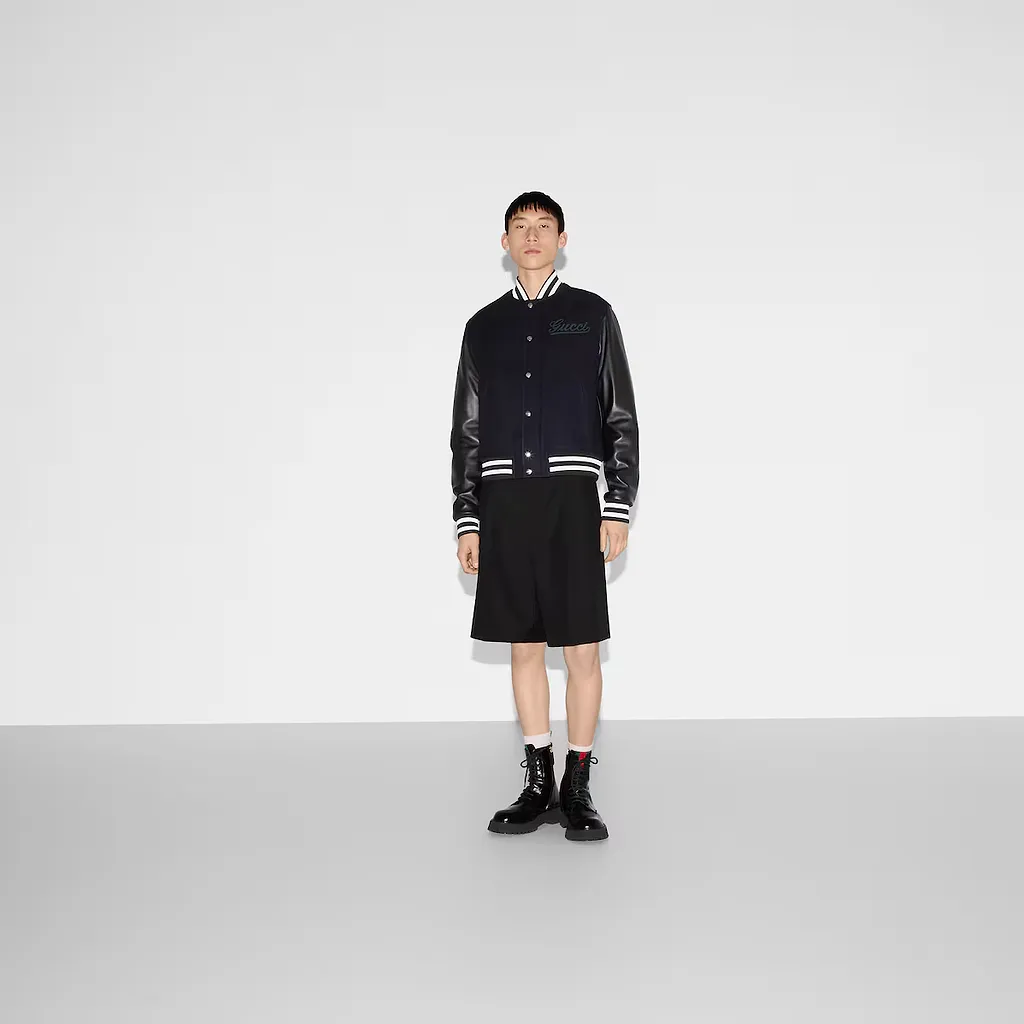 Wool And Leather Bomber Jacket