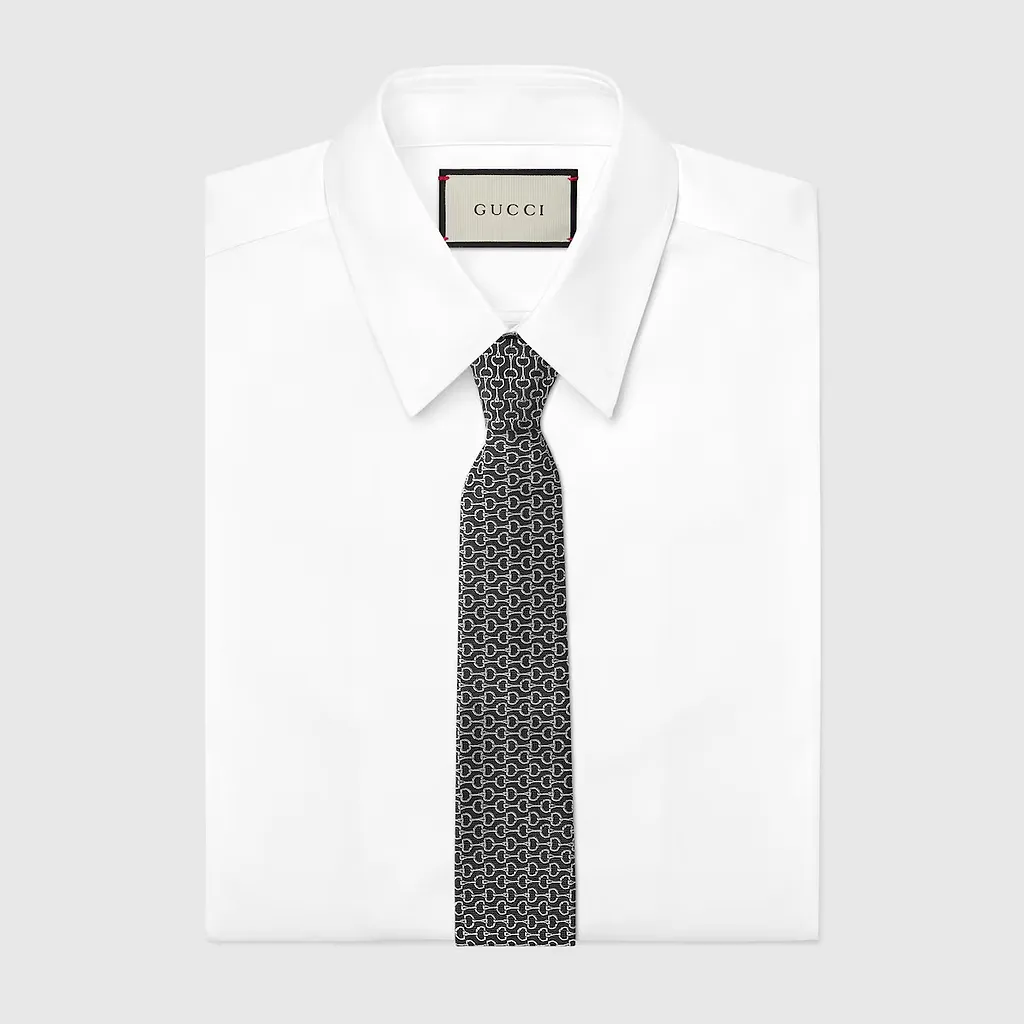 Horsebit Silk Jacquard Tie