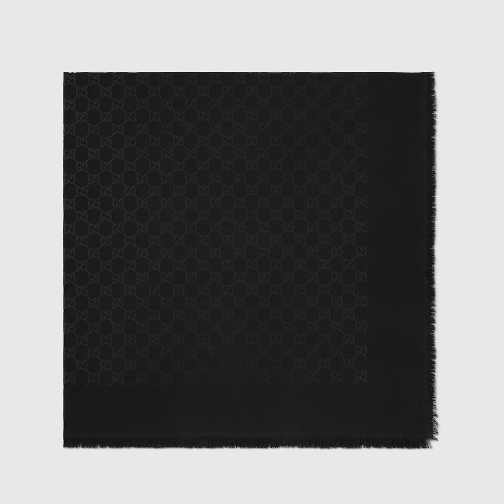 Gg Wool And Silk Jacquard Shawl