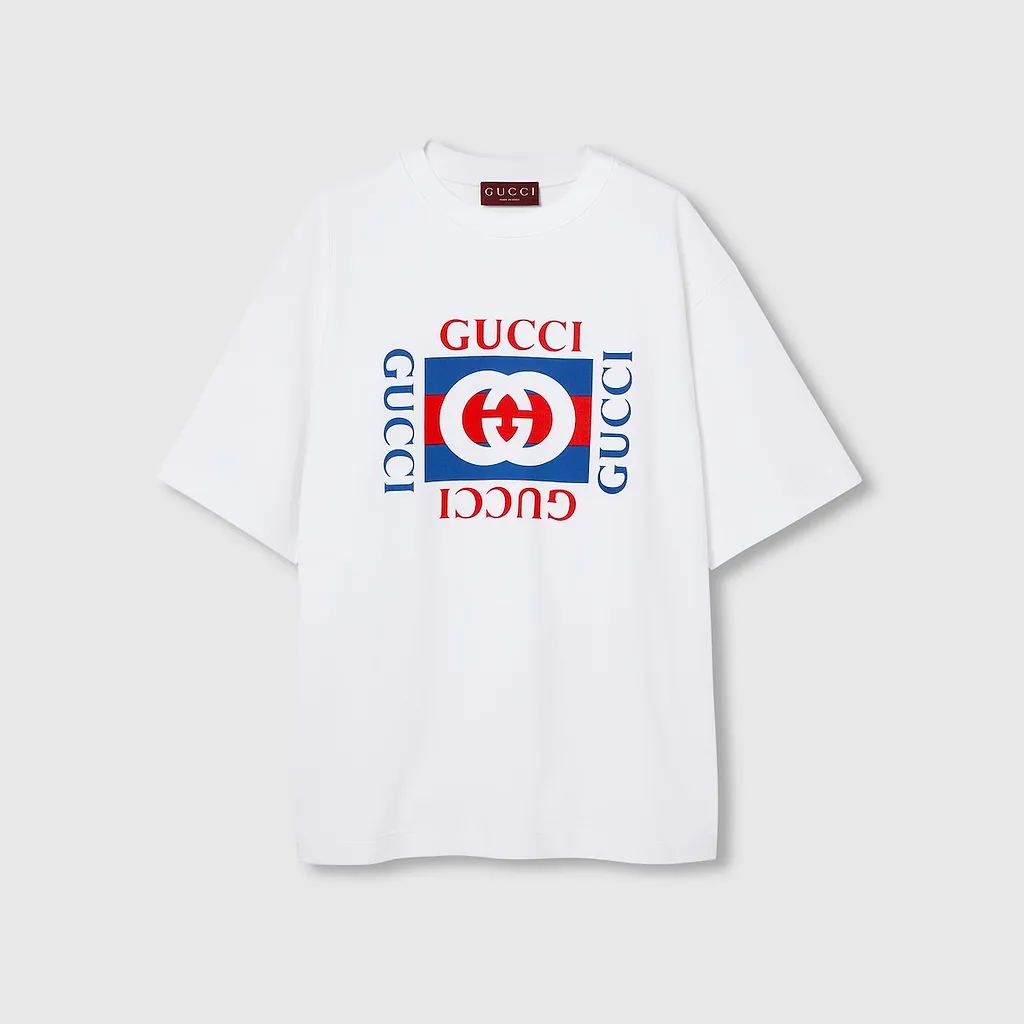 Cotton Jersey T-Shirt With Gucci Print