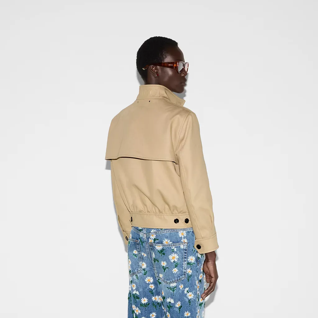 Embossed Cotton Drill Bomber Jacket