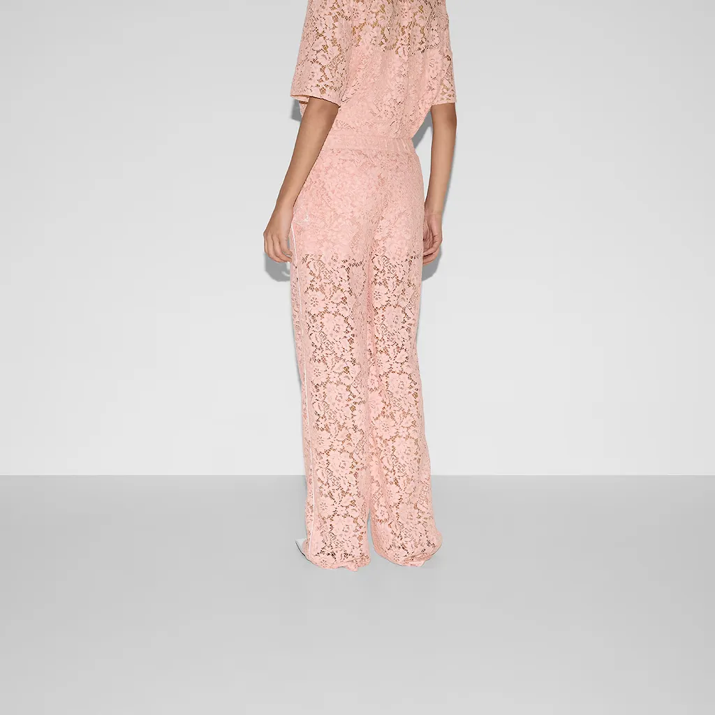 Floral Lace Trousers With Gucci Script