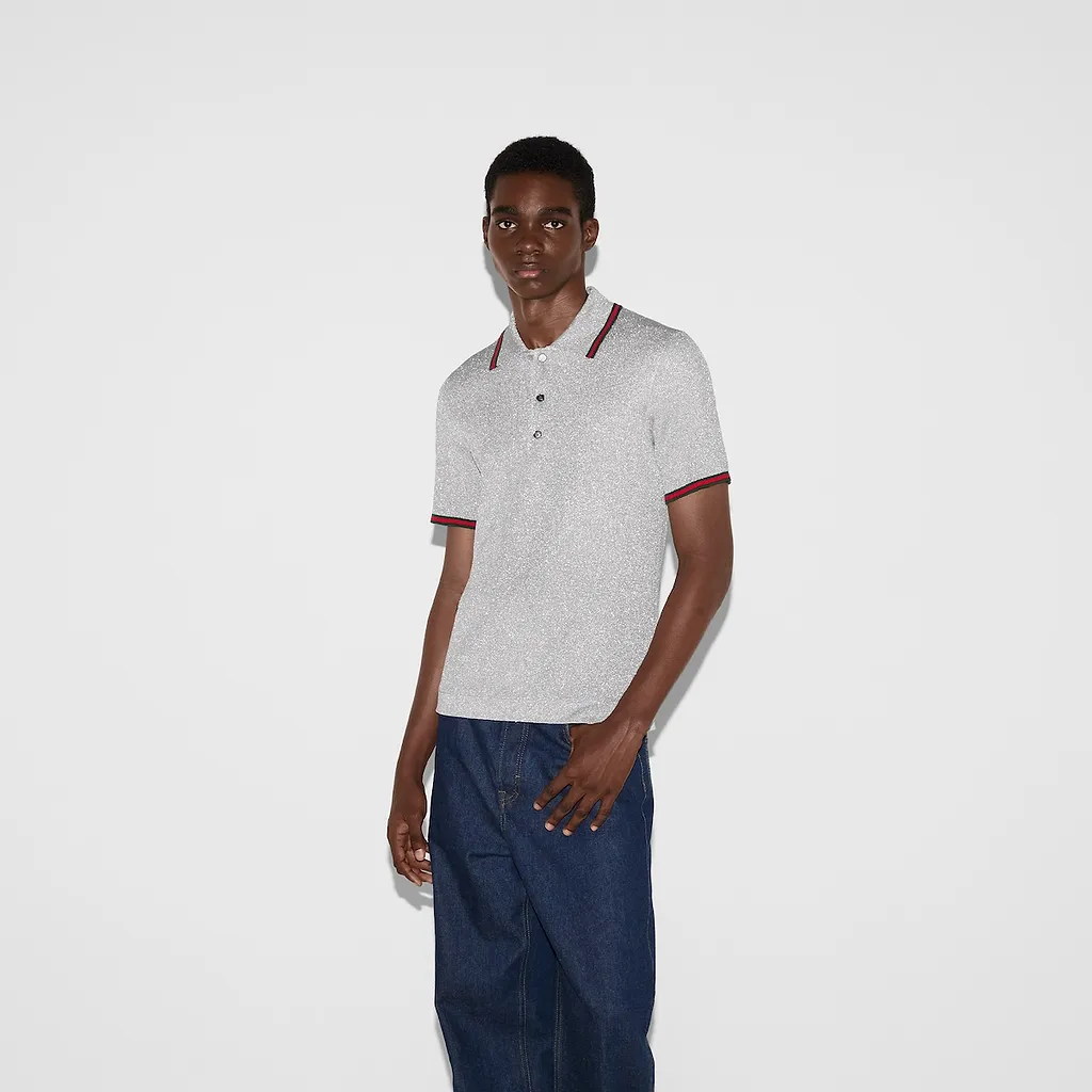 Lamé Knit Polo Shirt