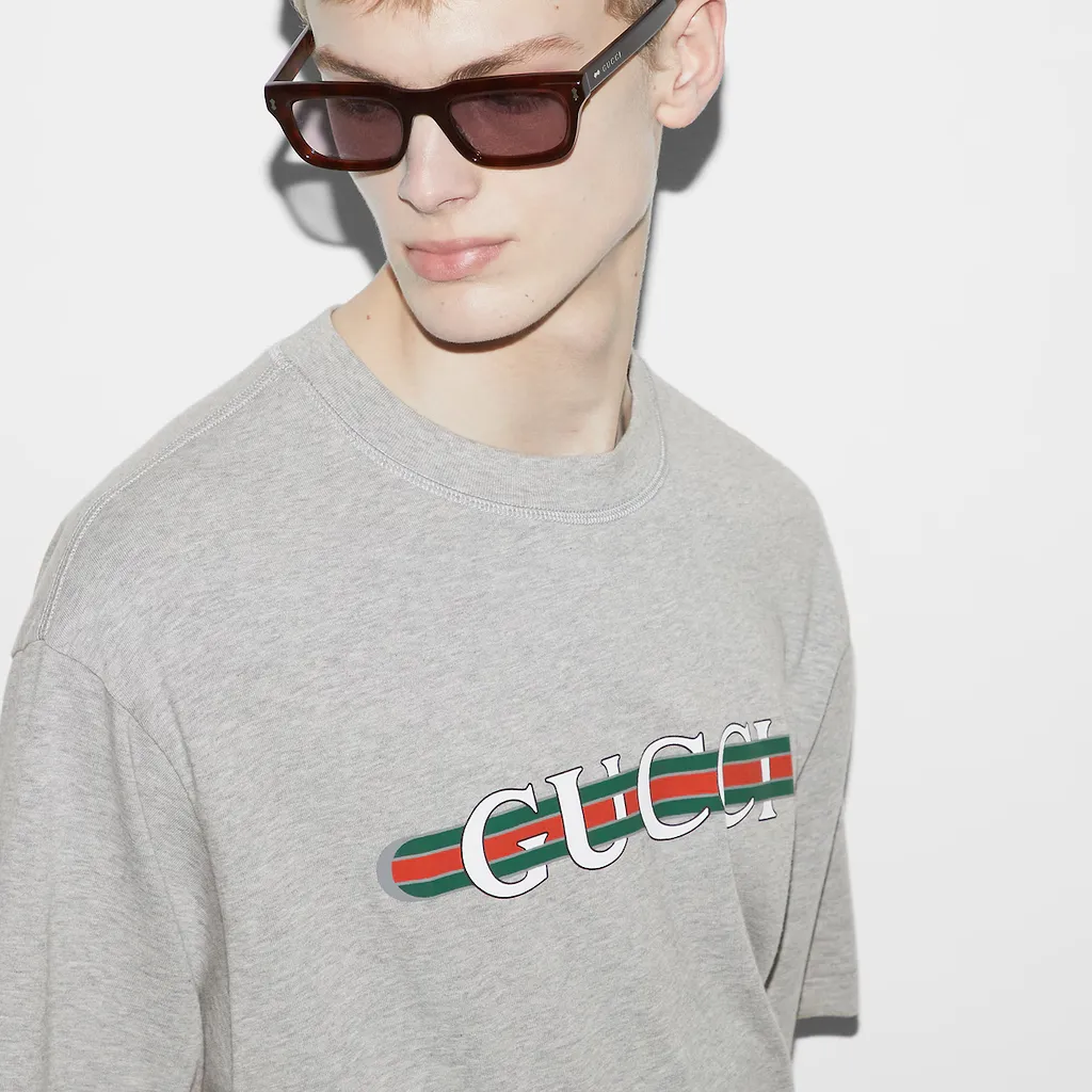 Cotton Jersey T-Shirt With Gucci Print