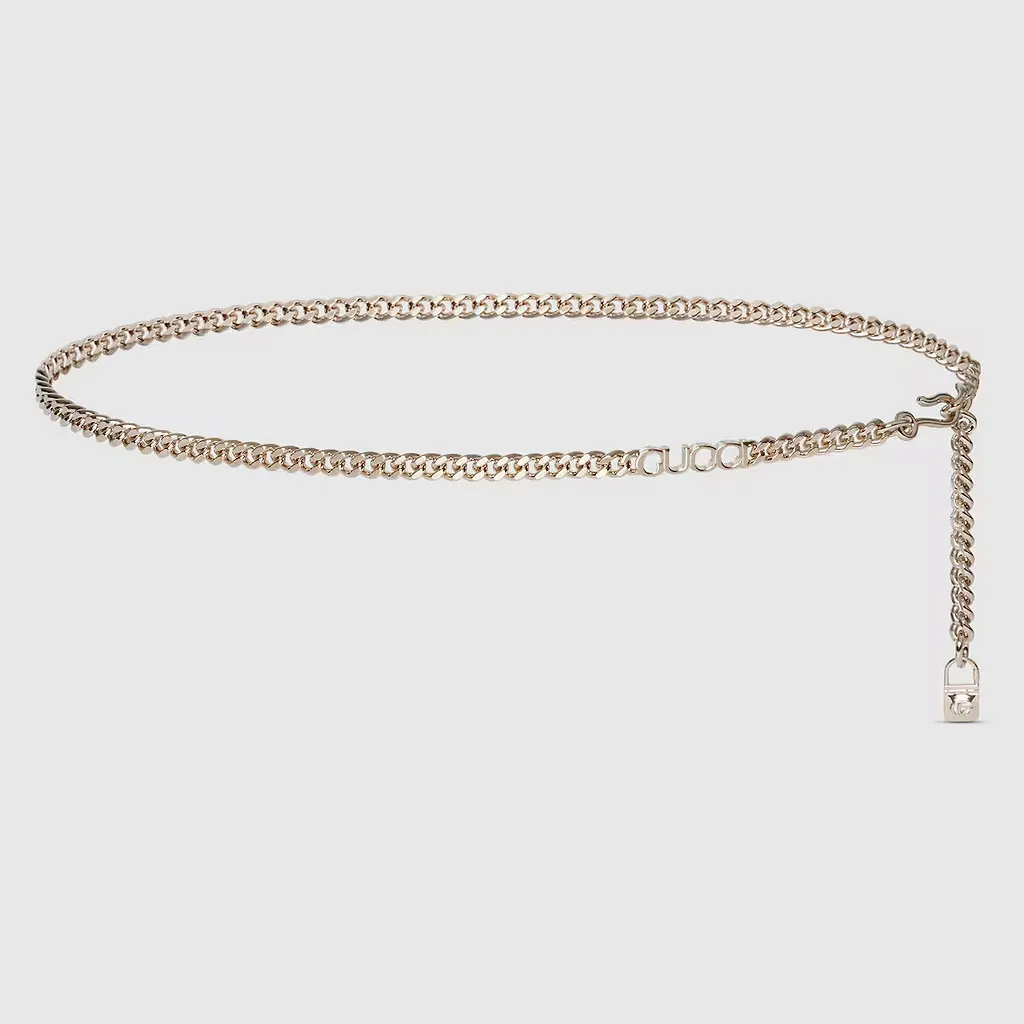 Chain Belt With Gucci Script Detail