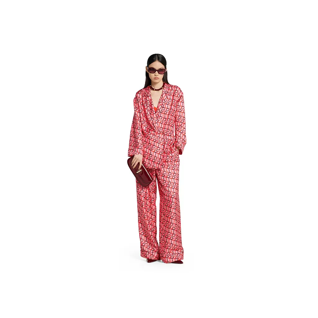 Printed Silk Shirt With Self-Tie
