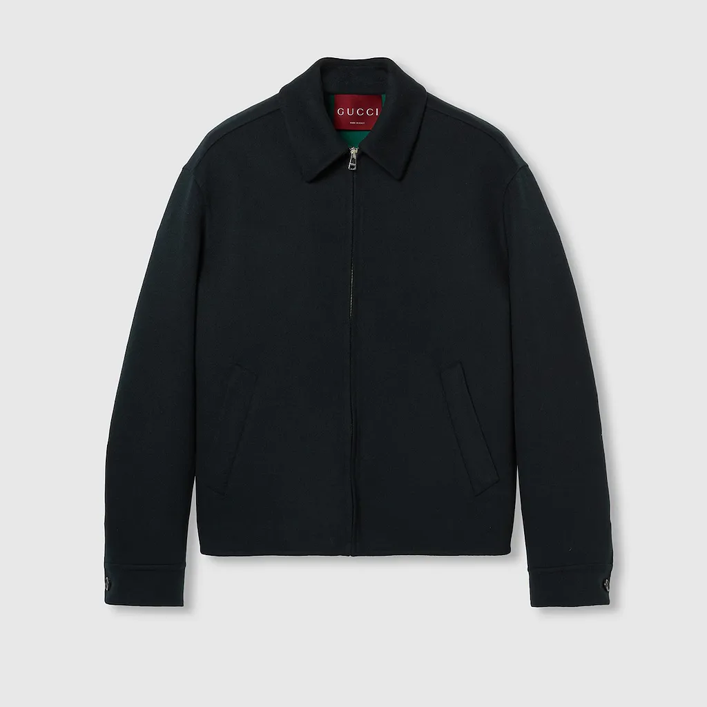 Wool Zip Jacket With Gucci Jacquard
