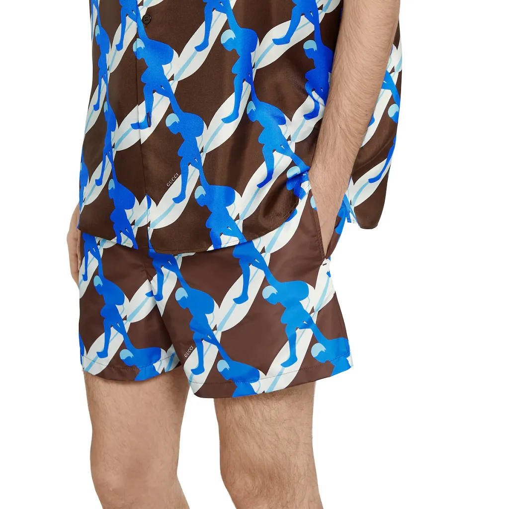 Printed Technical Poplin Swim Short