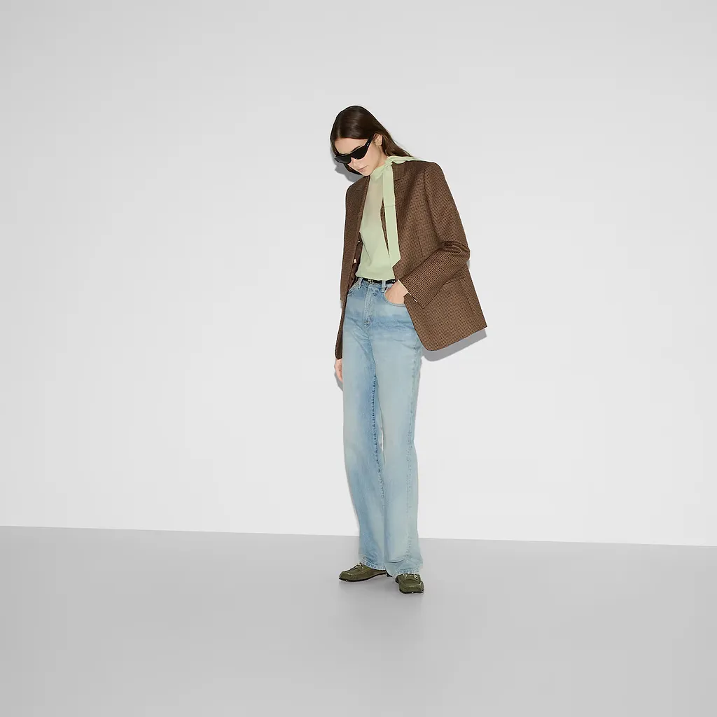 Houndstooth Wool Jacket With Embroidery