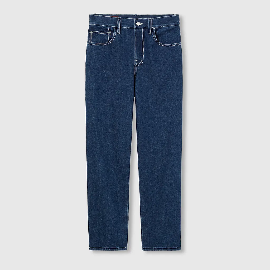 Slim Cropped Fit Lasered Denim Pants