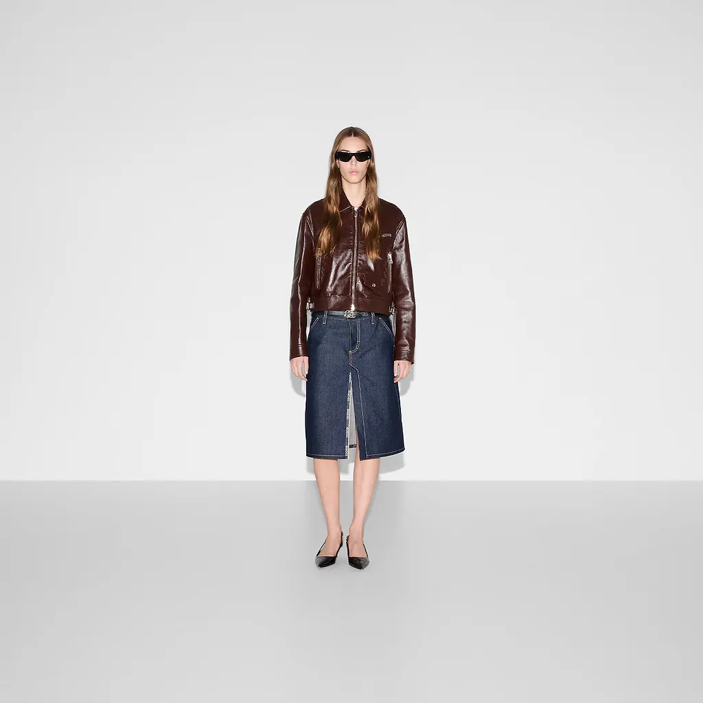 Mid-Length Denim Skirt