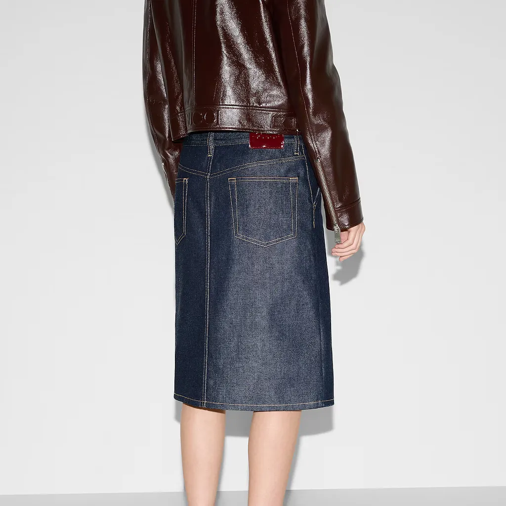 Mid-Length Denim Skirt