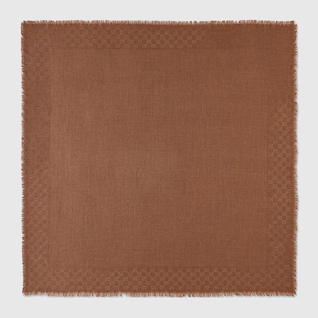 Gg Wool Silk Jacquard Shawl