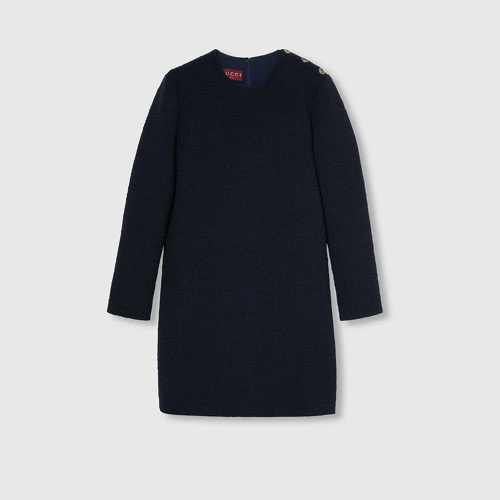 Checked Bouclé Wool Dress