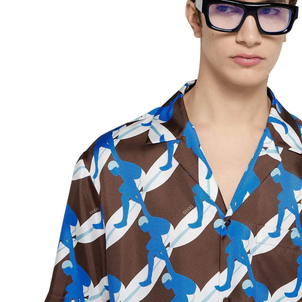 Printed Silk Bowling Shirt