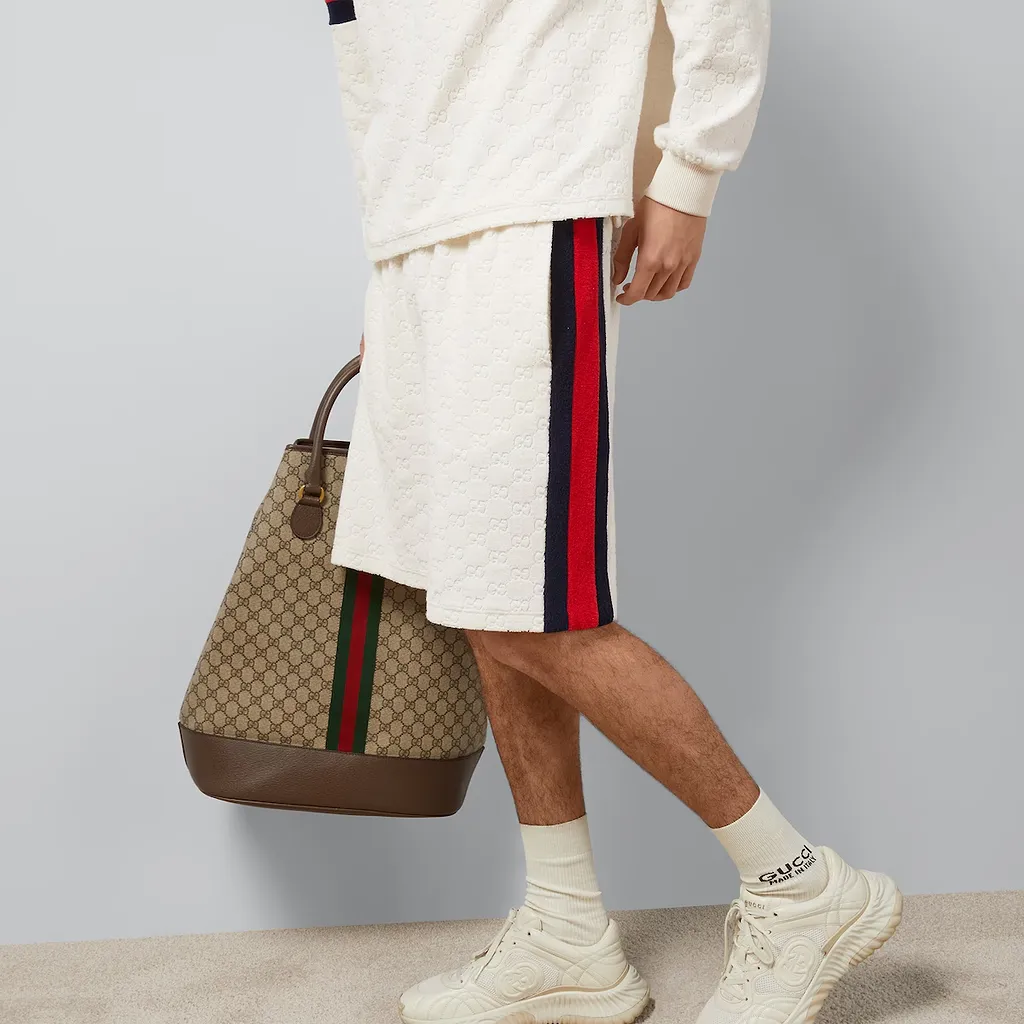 Gg Cotton Terry Cloth Shorts With Web