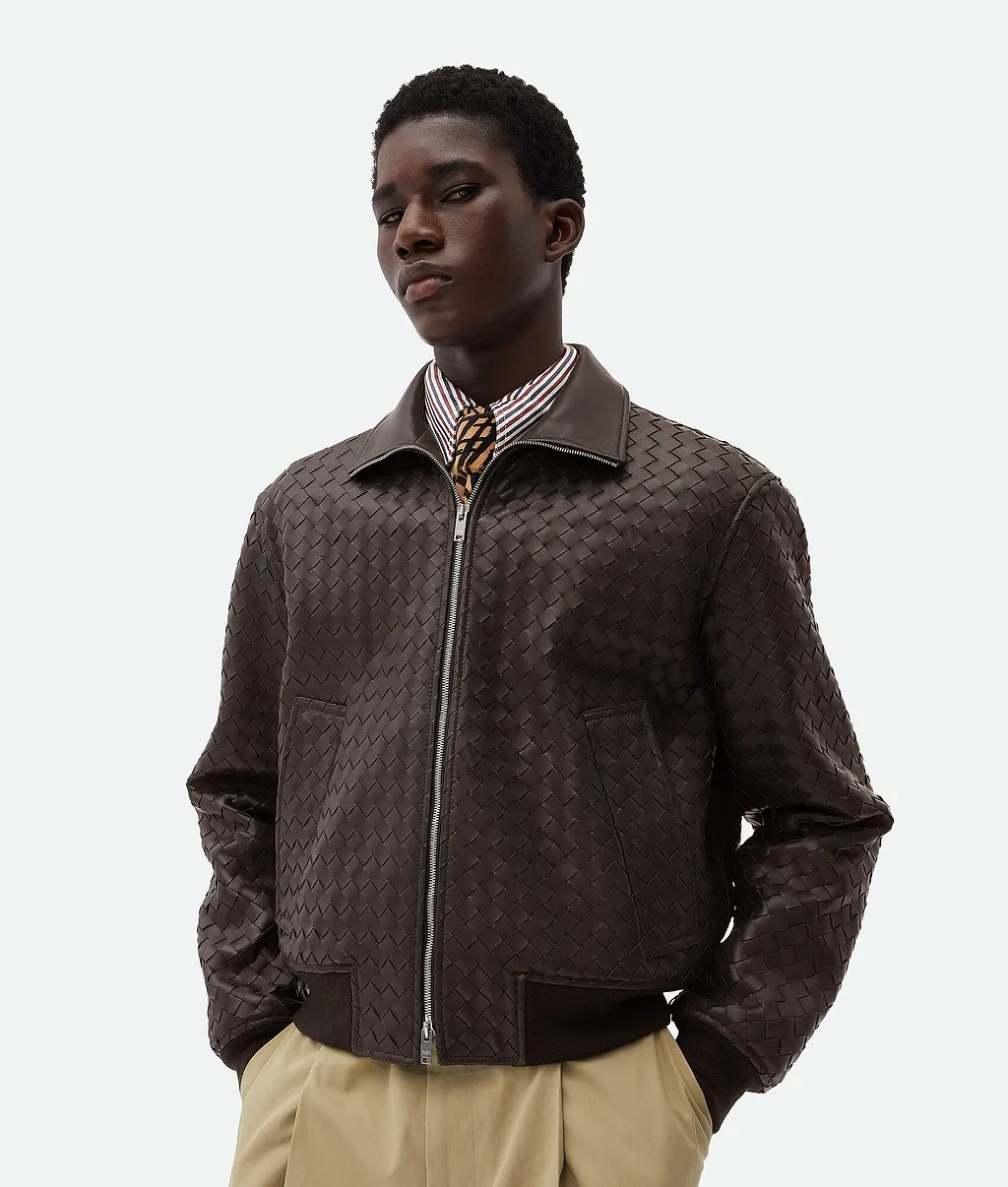 Intrecciato Leather Blouson