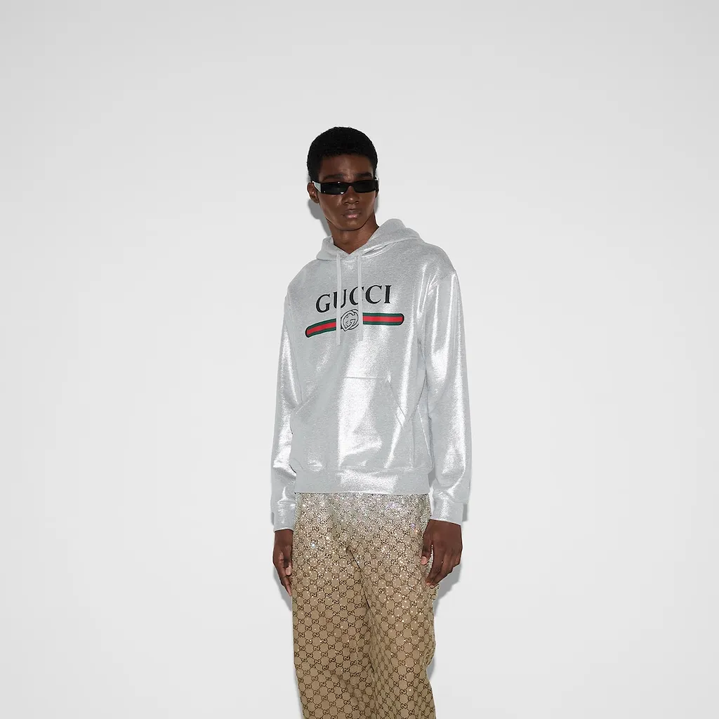 Printed Cotton Jersey Hooded Sweatshirt