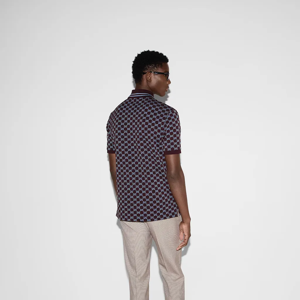 Gg Cotton Piquet Jacquard Polo Shirt
