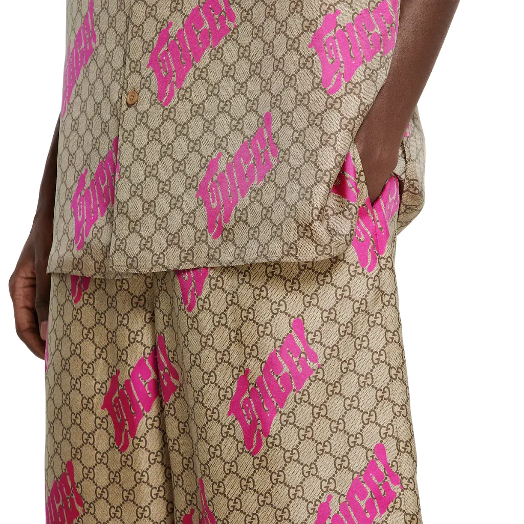 Printed Silk Twill Shorts