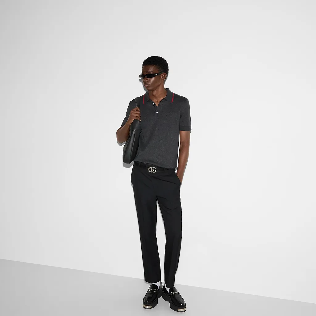 Silk Cotton Polo Shirt With Web
