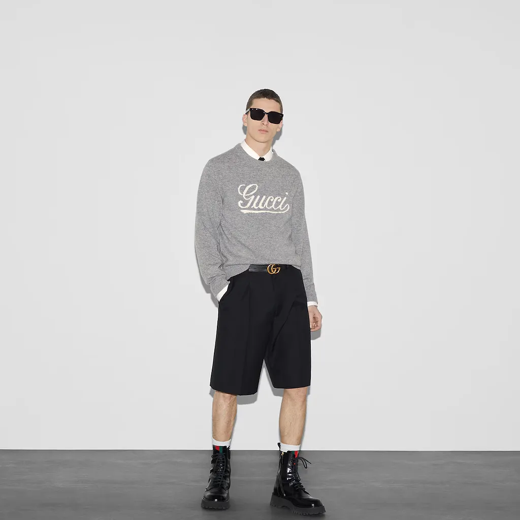 Wool Blend Twill Short With Web