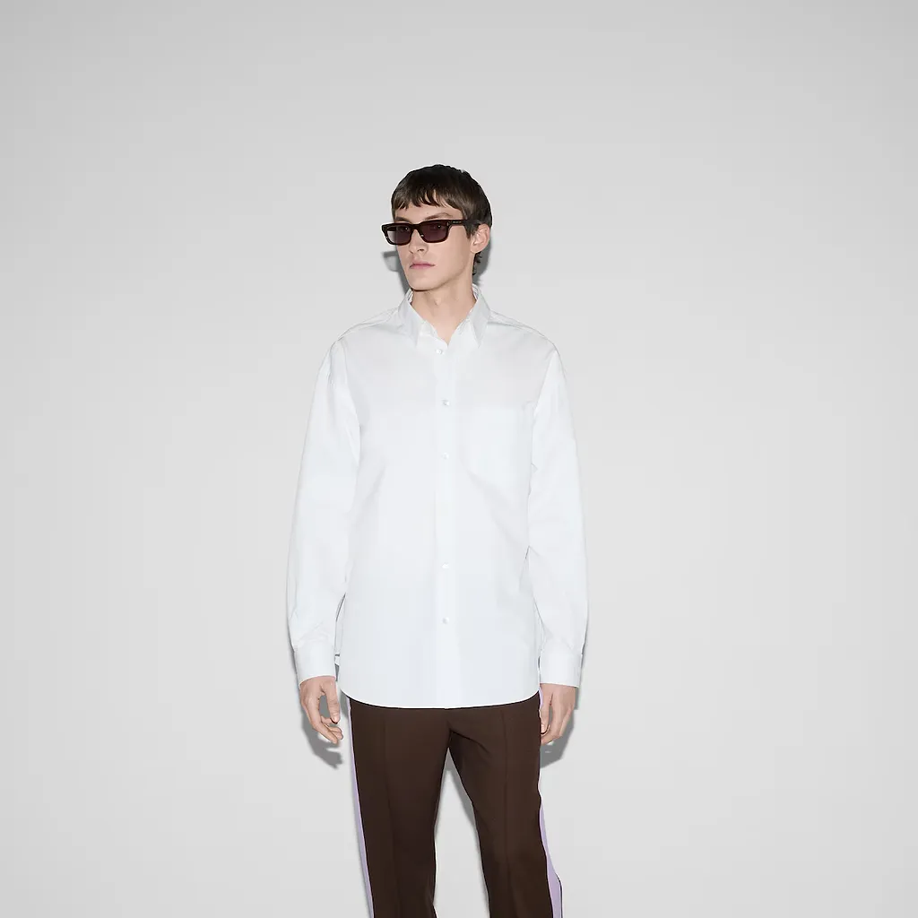 Cotton Poplin Shirt With Gucci Detail