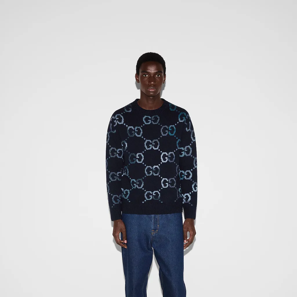 Wool Jumper With Gg Intarsia