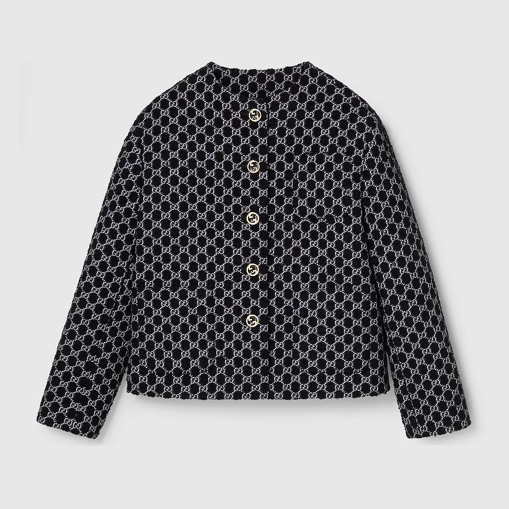 Bouclé Wool Jacket With Gg Shadow