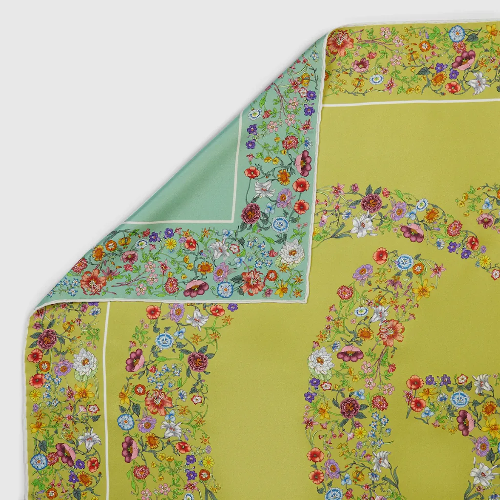 Double G Floral Print Silk Carré