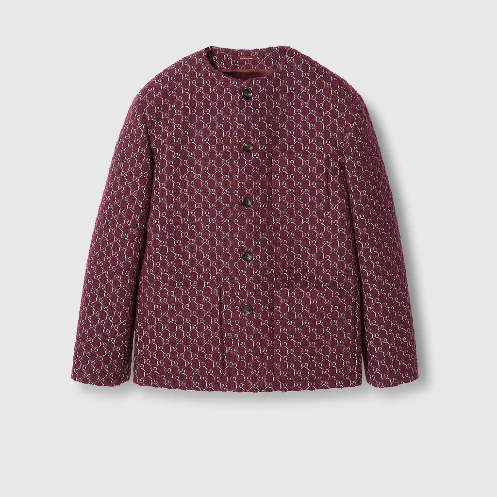 Bouclé Wool Jacquard Jacket With Gg Shadow