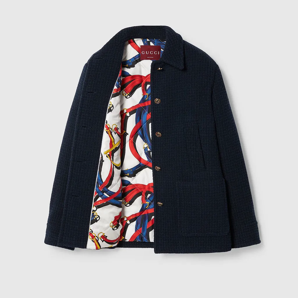 Checked Bouclé Wool Coat