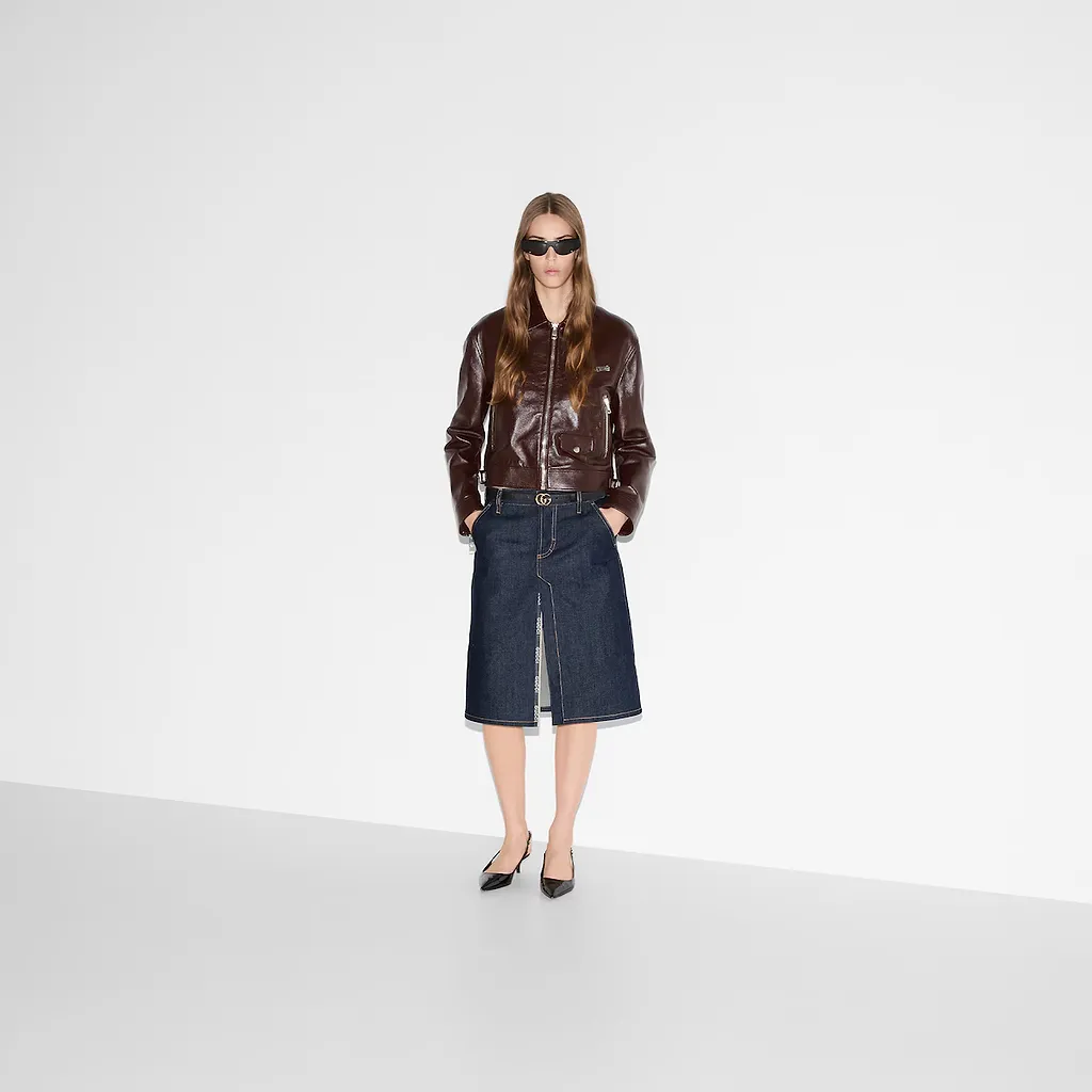 Mid-Length Denim Skirt