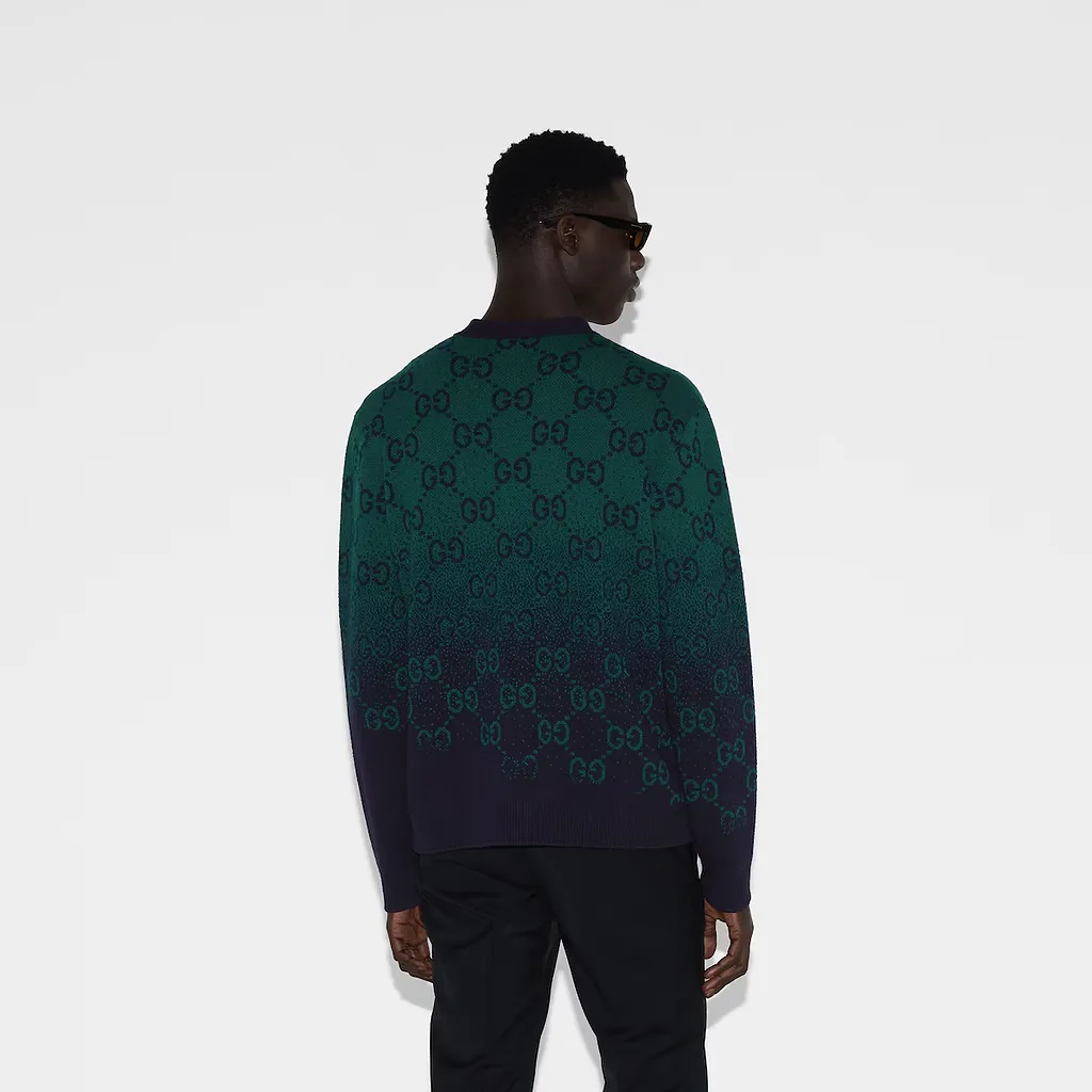 Gg Degradé Wool Jacquard Cardigan