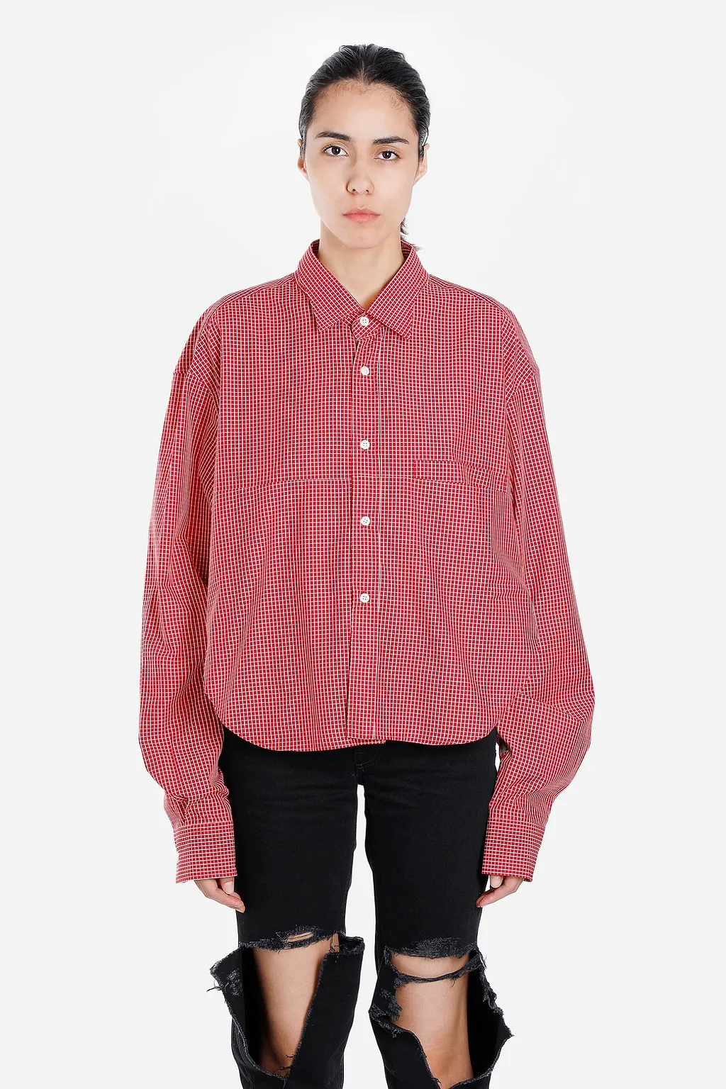 Cut-up Checked Shirt