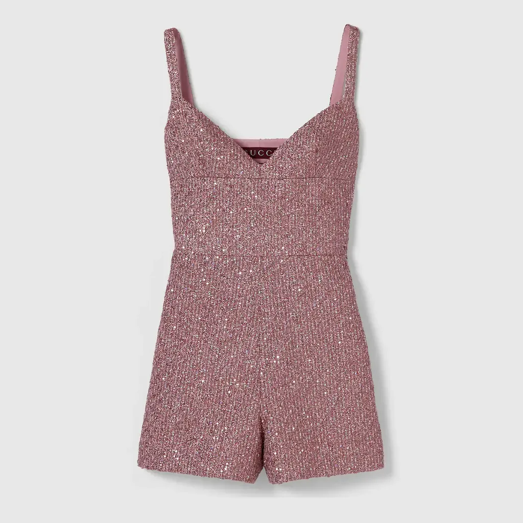 Sequined Lamé Tweed Jumpsuit