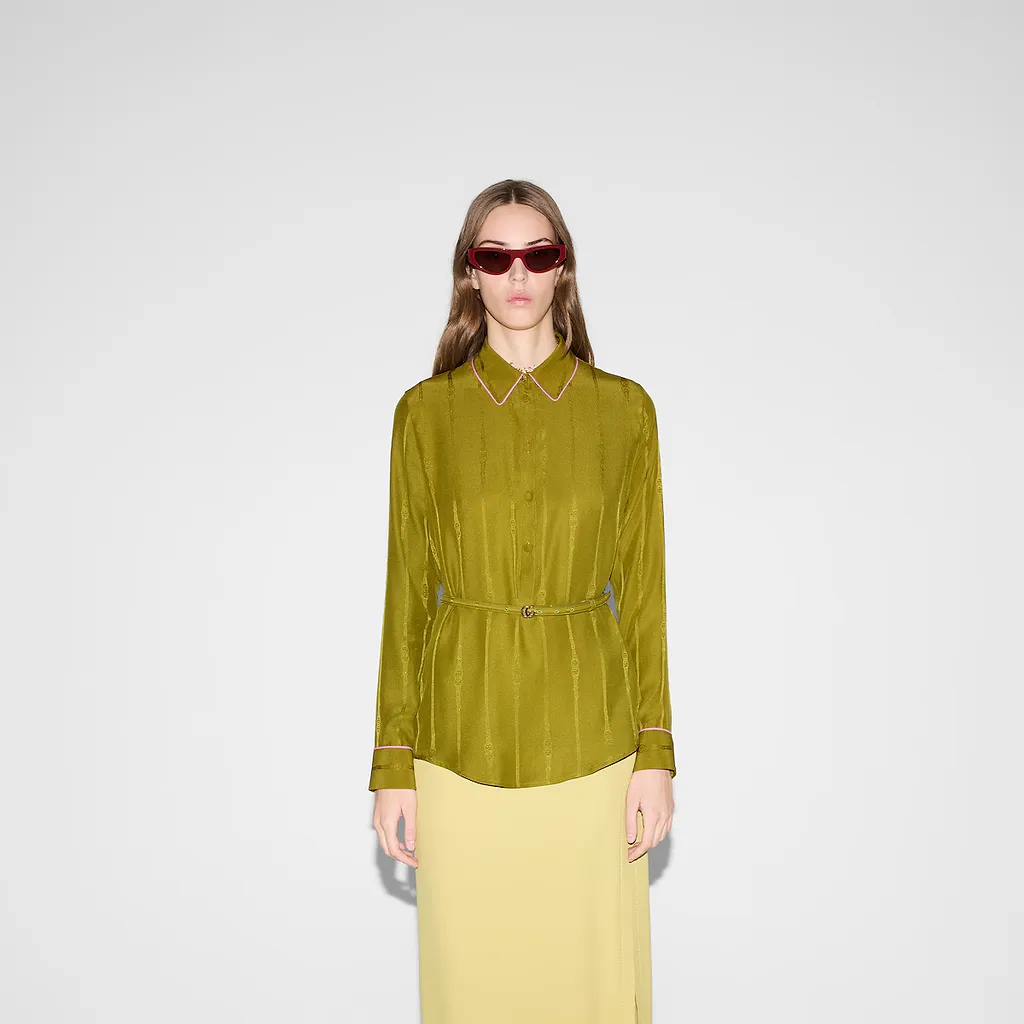 Chain And Belt Silk Jacquard Shirt