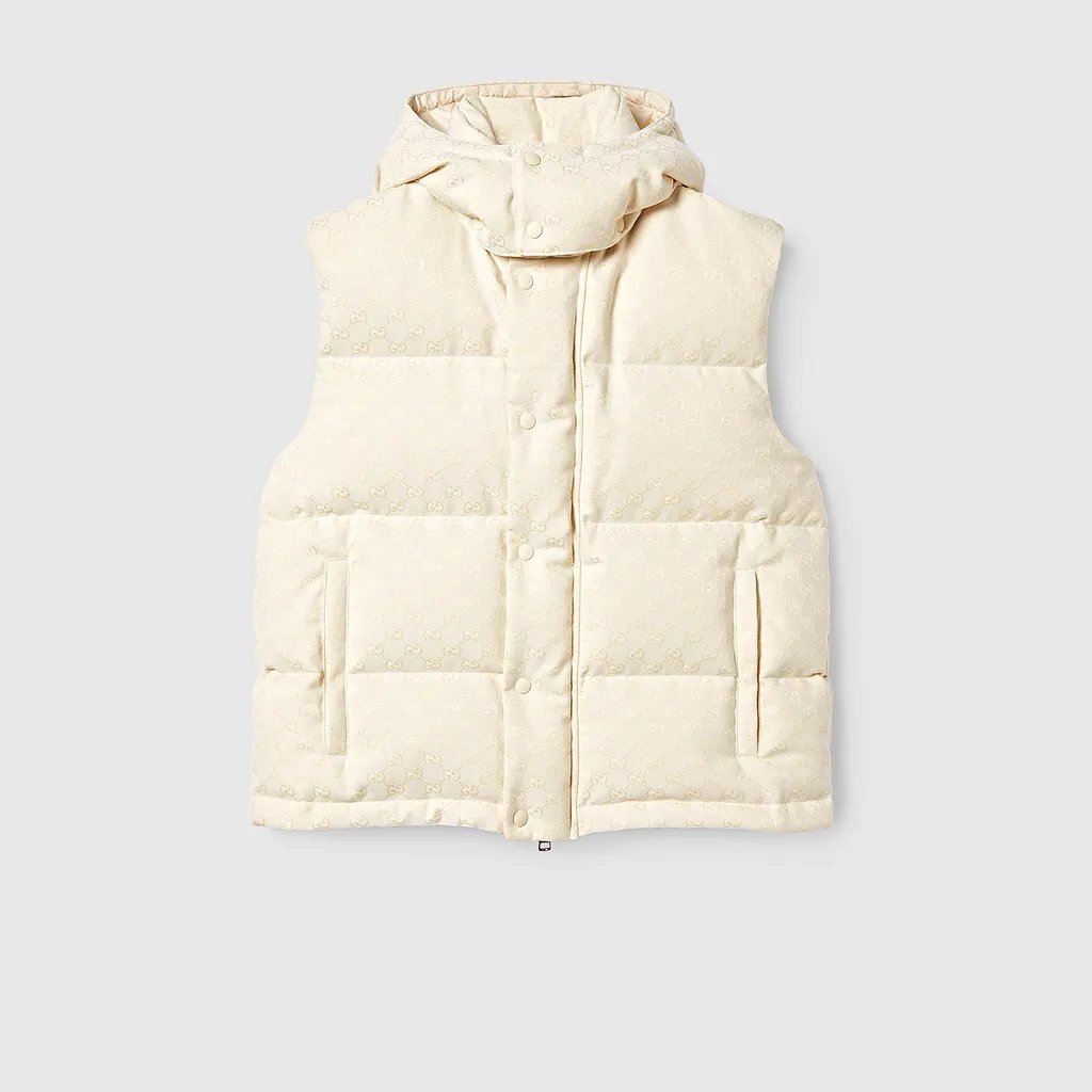 Gg Cotton Blend Canvas Puffer Vest